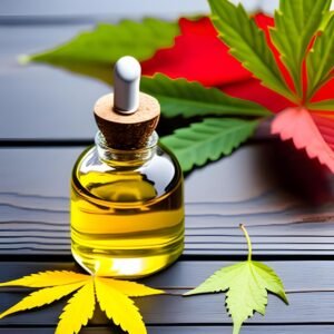 CBD oil dropper with Canadian maple leaves